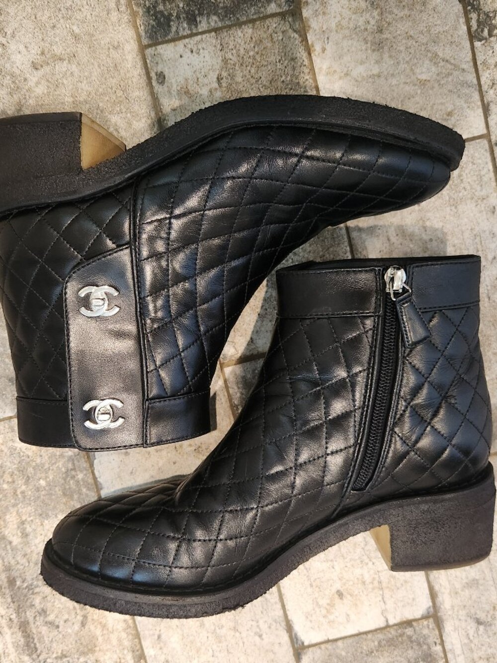 Chanel Black Quilted Calfskin Short Boots, Authentic - Picture 6 of 14